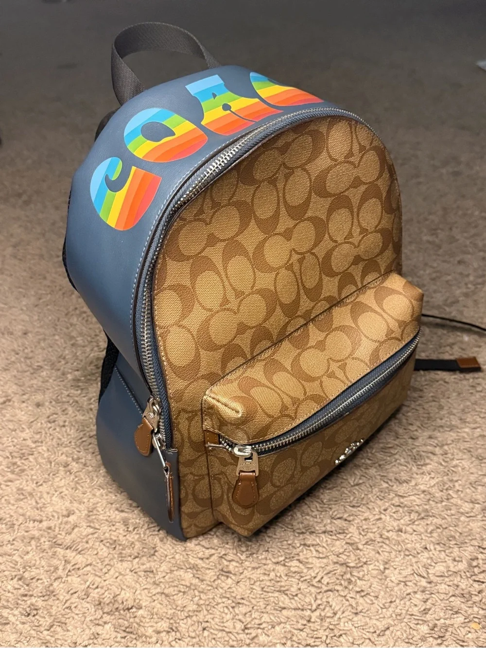 Coach Men's Blue Signature Canvas Mini Backpack